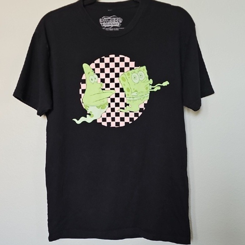 SpongeBob Squarepants Thrashed Cotton Short Sleeve Black Crew Neck Shirt Medium